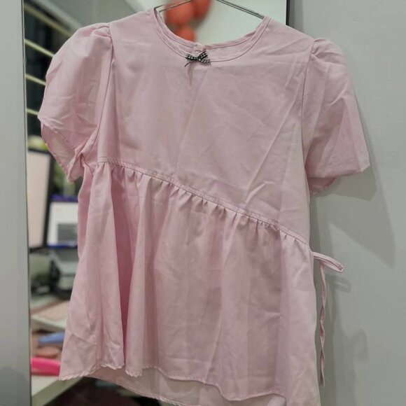 Tops - Pink Short Sleeve Blouse